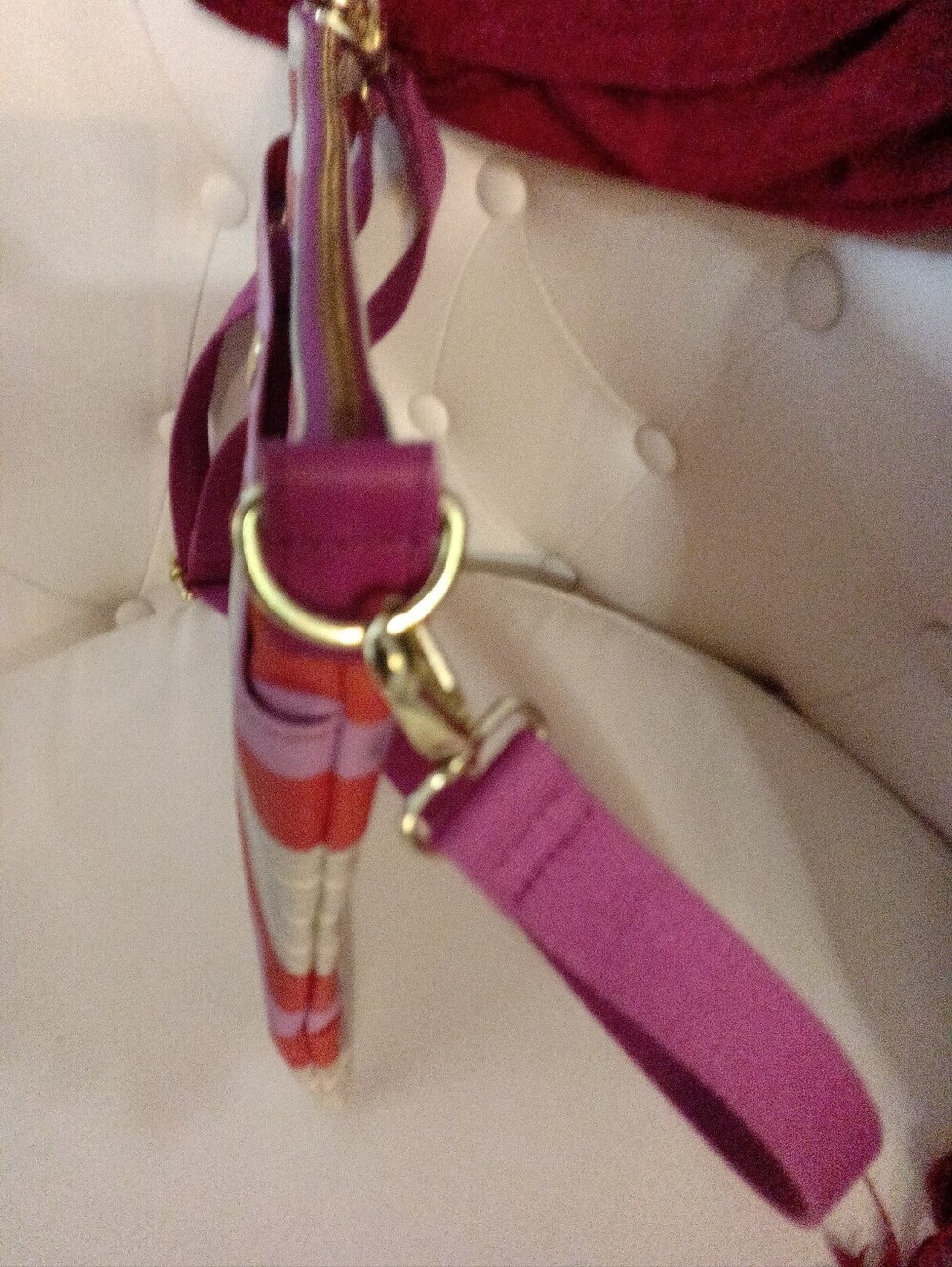 Fossil Striped Crossbody Shoulder Bag in Pink, Orange and Purple - Picture 6 of 11